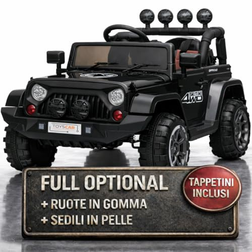 TOYSCAR Macchina Elettrica Per Bambini Fuoristrada Adventure Full Optional TAPPETINI e RUOTE IN GOMMA Auto Elettrica Per Bambini Telecomandata Sedile In Pelle Porte Apribili Doppio Motore12V