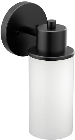 Moen DN0761BL Iso 1-Light Dual-Mount Bath Bathroom Vanity Fixture with Frosted Glass, Matte Black