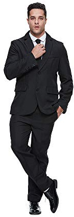 EraSpooky Mens Suits for Party Solid Color Leisure Suit Include Jacket Pants Tie Black