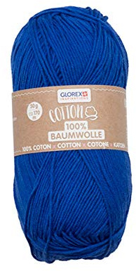 Glorex 5 1004 10 - Cotton 100 % Baumwolle, vielseitig einsetzbar zum Stricken, Häkeln und Basteln, sehr gute Qualität, weich und waschbar, 50 g, ca. 170 m, marine