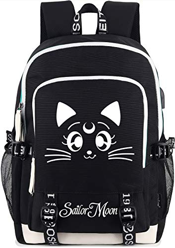 Roffatide Anime Sailor Moon Sac à dos Lumineux Sac à dos Pour Ordinateur Portable avec Port de Chargement USB et Port Casque