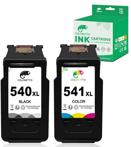 COLORETTO 540 XL 541 XL Druckerpatrone für Canon 540 541 für Pixma TS5150 TS5151 MG3150 MG3500 MG3600 MG3650 MX475 MX375 MX535 Wiederaufbereitet Patrone (1 Schwarz 1 Farbe)
