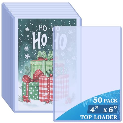 Vmiapxo 50 Pack 4 x 6 Hard Plastic Card Sleeves, Waterproof Photo Card Sleeve for Trading Card, Sports Baseball Card, Postcard, Clear Double Sided Display Collector and Protector