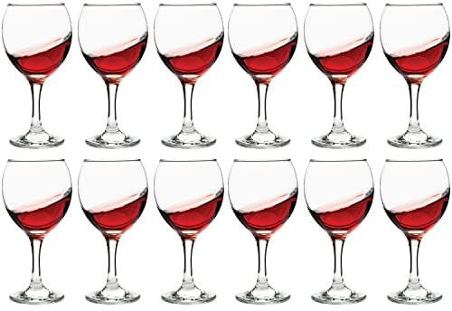 Vikko Stemmed Wine Glasses - Set of 12, 8.75 Ounce, Thick and Durable, Clear