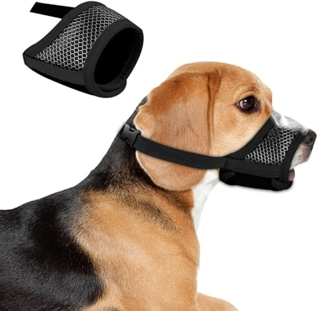 Magrimaxio Hundmunkorg mot drickande, liten, medium och stor hundmunkorg, justerbar munkorg för hundar, andas, mjuk, för att undvika att dricka, skaffa och tugga (L, svart)