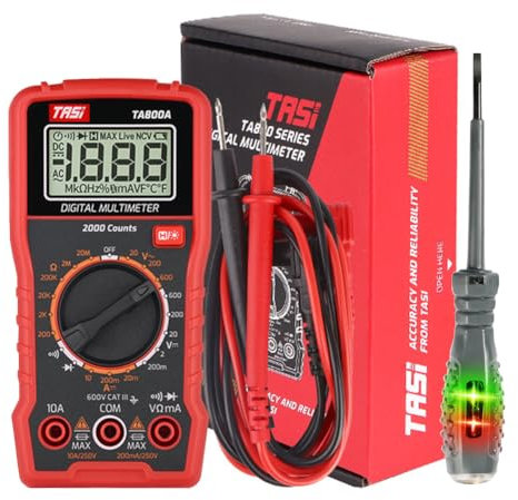 Multimètre Numérique, Polyvalent Ampèremètre Ohmmètre Auto-Ranging Voltmetre, Testeur Électrique, Mesure La Tension CA/CC, Résistance, Continuité, Diode avec stylo de test de tension