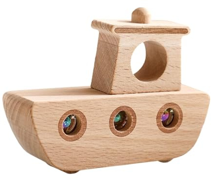 Jouet À Pousser en Bois - Jouet De Bateau pour Tout-Petit, Voiture À Pousser en Bois Amusante avec Boule Roulante | Éducatifs pour Tout-Petits, Motricité Fine, Activités Préscolaires