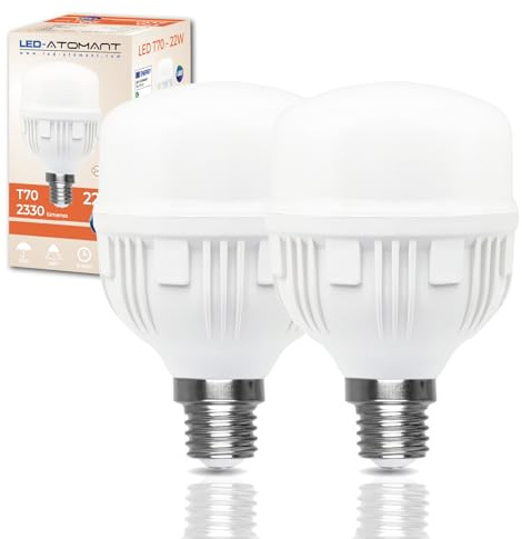 LED ATOMANT 2x Bombilla LED E27 T70 22W Color Luz Fria 2330lm