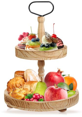 Obst Etagere 2 Etagen, Etagere Tortenständer, Cupcake Ständer Aus Holz, Holztablett Deko Tablett, Tortenständer 2 Etagen Holz, Für Obst Aufbewahrung, Muffins Und Cupcakes