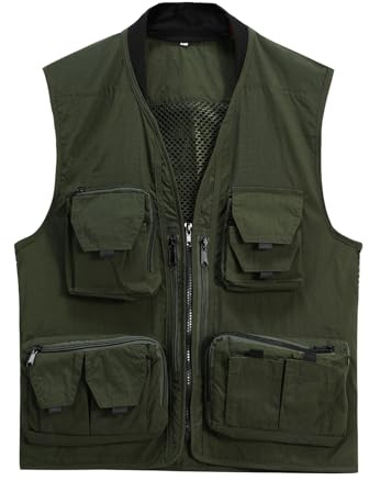 YOUTHUP Herr fiskeväst sommar utomhus verktyg arbete västar fotografi resa safari Gilet, gRÖN, M