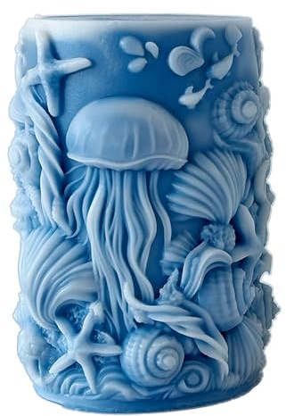 Ocean Animal Cylinder Candle & Resin Mold - Resin Casting Silicone Molds for Home Decor & Candle Making Wave Spiral Mold