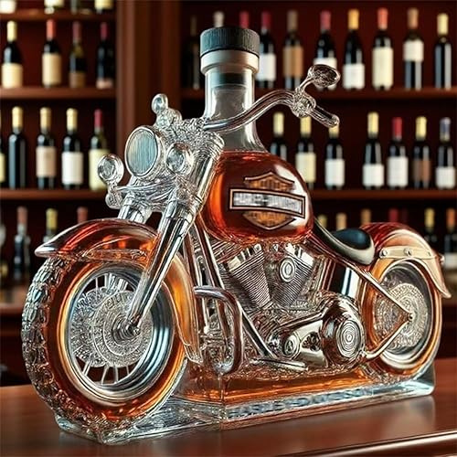 Generisch 300 ml Bottiglia Decanter Whisky Statua D'Arte, Bottiglia di vino Whisky 3D a Forma di Moto, Nuovo Decanter Whisky in Vetro, Bottiglie di Vino Vuole Creative per la Conservazione