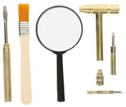 Kit d'outils d'excavation dinosaure archéologie pour enfants marteau en métal burin brosse en bois loupe pour pierres précieuses fossiles minières jouets professionnels paléontologie kit d'excavation