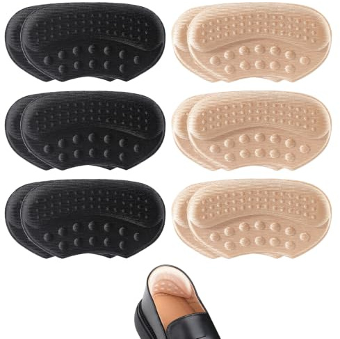 6 paires coussinets de talon pour chaussures trop grandes, Coussins de talon autocollants, protections antidérapantes contre les ampoules et les frottements, Inserts confortables pour hommes et femmes