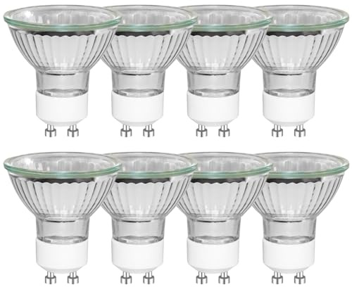 Caldarax Paquete de 8 Bombillas Focos GU10 Regulable, Blanca Cálida 2800K, AC 220-240V, 500LM, Ángulo de haz de 45°, MR16 Reflector, Dicroico Focos, para Luces de Pista, Luces Empotradas