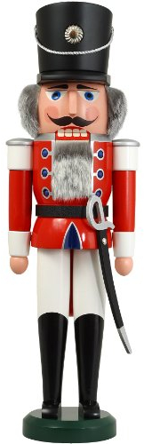 Nötknäpparen Hussar röd, 60 cm hög, original Erzgebirge av Seiffener Volkskunst
