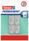 Tesa Powerstrips Ganci Small Rettangolare - Gancio Adesivo Rimovibile per Vetro, Piastrelle, Legno, Plastica e Altre Superfici - Impermeabile - Metallo - Forte Tenuta fino a 1 kg