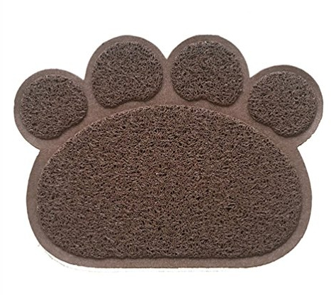 Tapis pour bac à Litière,KINGCOO Tapis de Litière pour Chat Plat Bol d'alimentation pour Nourriture Tapis de Nettoyage 30 * 40cm (Café)