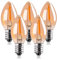 Bombilla LED C7, bombillas de vela ligeras de 0,5 vatios, bombilla de luz ámbar decorativa Edison Night Light E14 Candelabra LED bombilla de filamento LED, blanco cálido de 2200K 5 paquetes