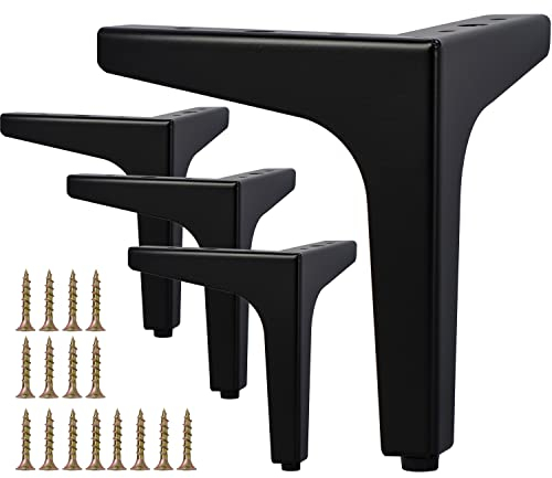 La Vane 4er Set Metall Möbelfüße (10cm Höhe) Schwarz - Diamant-Dreieck Design für Schrank, Sofa, Couch & Regal | Stabile Ersatzbeine mit Schrauben | Einfache DIY Montage