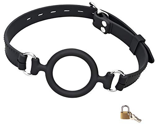 Roluck O Ringe Mundknebel mit Schloss Silikon Ball Gag Bondage Ballknebel Sexspielzeug