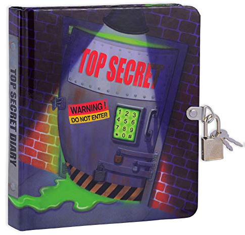 MOLLYBEE KIDS Top Secret Lock and Key Diary for Children, Measures 5.5 x 6.25 Inches, 208 Lined Pages