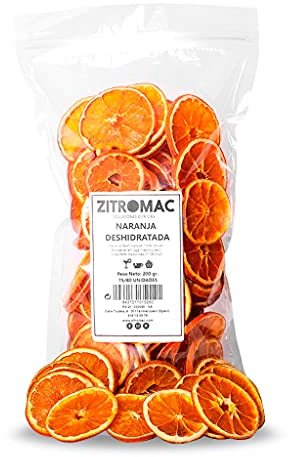 200gr Tranches d'Oranges Séchées sans Sucres Sjoutés, sans Additifs pour Cocktail, Décoration, Confiserie, Noël, Boissons - Fruits Séchés, Rondelle d’ Orange déshydratée Naturelle Qualité Premium