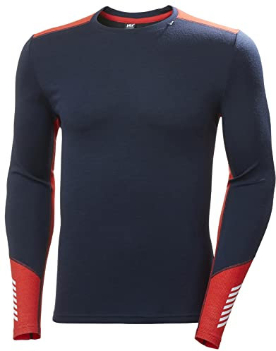Helly Hansen Herren Lifa Merino Midweight Crew – Thermounterhemd mit Merinowolle und Kratzfreiem Stoff