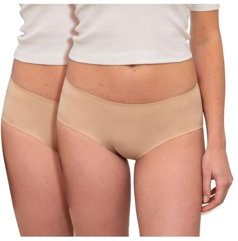 LIGNE V - Lot de 2 Culottes Menstruelles Invisibles sans Couture - Protection Lavable & Ecologique – Flux léger à Abondant - Absorbantes & Anti Fuite - Adolescentes & Femmes Grandes Tailles/Peau L