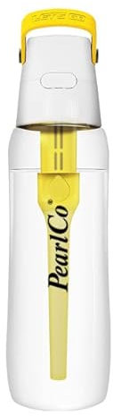 PearlCo SOLID Trinkflasche mit Wasserfilter 0,7 Liter (gelb) | Filterflasche BPA-Frei | Schule, Sport, Wasser, Kinder, Unterwegs