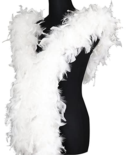 chaojukj 1,8 m 100 g Bianco Boa di Piume marabù, per Feste, Festival, Orgoglio, Addio al Nubilato, Addio al Celibato, Halloween, Natale