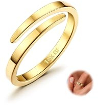 Diamday 14K Oro Aperto Dito Anelli per Donne Ragazze Regolabile Midi Pollice Eternità Fascia Anello Impilabile Sottile Placcato Oro Anello Aperti Donna Nocche Moda Anello Gioielli Regali 20