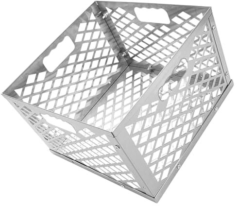 FONDOTIN Holzkohle-Feuerkorb grillzubehör Holzkohleeimer Kohlekorb aus Metall Aufbewahrungskörbe Halter Holzkohlekorb aus Edelstahl draussen Aufbewahrungskorb Mehrzweckkorb Container