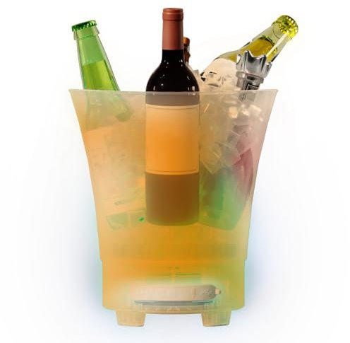Secchiello per il Ghiaccio a LED con Coperchio, 7 Litri di Grande capacità 4 modalità di Luce Secchiello per Vino, Ghiaccio e Birra Colorato con Altoparlante Bluetooth, Batteria