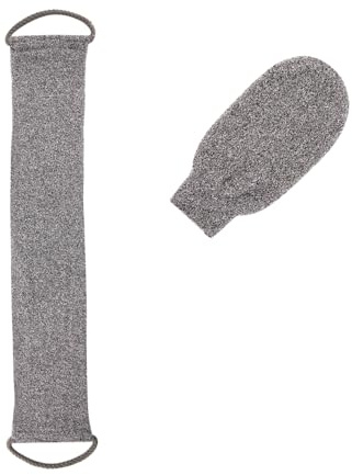 Brosse a Dos pour Douche,2 Pcs Brosse pour le Dos Douche Exfoliation Brosse Corps avec Gants Gant de Toilette Exfoliant avec Brosse pour le Dos en Fibre de Bambou pour Hommes Femmes