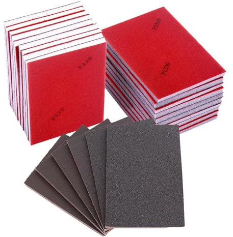 Wenrescry 18 Piezas Esponjas de Lijado 10×7cm, Grano 180/240-320/400/600/800/1000/1200/1500/2000/2500, Lija Húmedo y Seco para Madera, Metal, Pintura, Plástico, Reutilizable y Lavable
