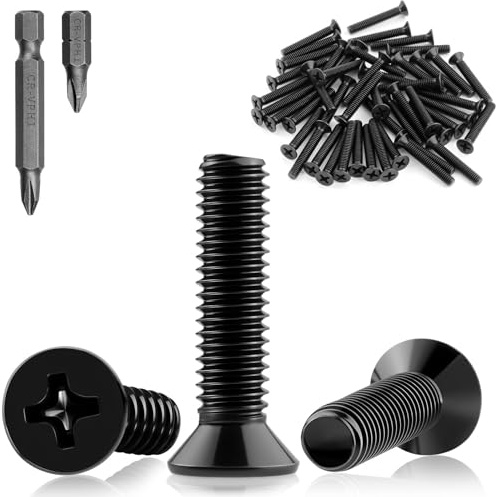 Mbsomnus 60 Pièces Vis à Tête Fraisée M3x30 mm Vis à Métaux Acier au Carbone Visserie Boulon Tête Cruciforme Noir pour Portes Fenêtres Clôtures Armoires Tables Chaises Cadres de Lit Étagères