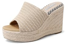 QUEEN HELENA Zeppe con Plateau Sandali Alti Zatteroni Casual Donna ZM9983 (Beige, Sistema Taglie Calzature EU, Adulto, Donna, Numero, Media, 39)