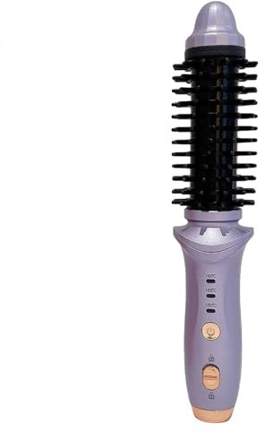 Mini Cordless Heated Round Brush for Travel, Thermal Curling Iron for Short Hair USB Rechargeable Small Barrel Volume Heat Styling Curling Brush for Men and Women Curly Straight Hair (Purple)