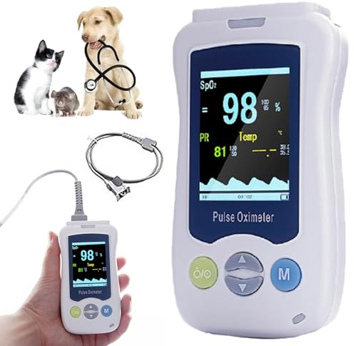 VeterinäR Pulsoximeter, Blodsyresensor FöR öRa/Tunga, Med 2,4 Tums Lcd SkäRm, MäTer SyremäTtnad I Blodet, Pulsfrekvens, Temperatur, FöR Katter, Hundar, Husdjur