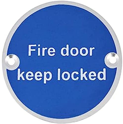 V Safety Fire Door Keep Locked Sign, Aluminium, 76 mm, Safety Sign with fixings