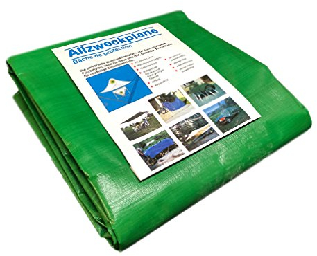 Aquagart Abdeckplane Gewebeplane 5x6m wasserdicht 150g I 30qm Gewebe-Plane mit Ösen grün I Gartenplane Bootsplane