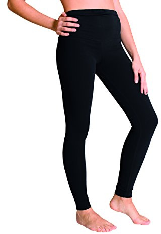 Premamy - Leggings per Premaman, Modello conformato, Cotone bielastico, Pre-Post Parto - Nero - VII (XXL)