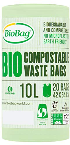 10L 100% Compostable Caddy Bin Liners (20 count ), Green
