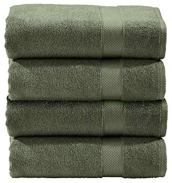 DONE Deluxe Handtücher 4er Set Zwirnfrotier Weich Hautfreundlich 100% Baumwolle Khaki 50x100cm, 550gr/m²