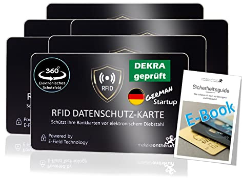 DEKRA + EMV - Carte bloqueur RFID à 360° - Protection RFID - Carte bloqueur NFC - Carte de protection pour portefeuille - Carte de protection contre le vol de données - Carte bloqueur RFID, Carte