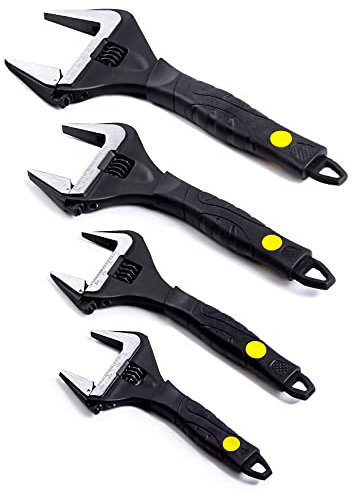 Sharp-tec Adjustable Spanner Set, Wide Jaw Opening Adjustable Wrench, Heavy-Duty Plumbing Tools for Plumbers, 6+8+10+12