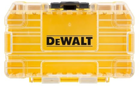 Dewalt Valigetta rigida (piccola) per attrezzi, cassetta degli attrezzi, cassetta degli attrezzi, coperchio trasparente, vassoio rimovibile, impilabile, viti, punte, piccolo contenitore