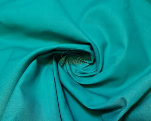 Plain Jade Polycotton Fabric for Dressmaking, Art & Craft, Sewing, Quilting | 45'' - 115 cm Wide| Precut Length 5m