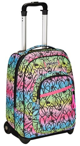 Seven Chariot Fixe, JumpLove, Rose, 2 en 1, Double Usage, Trolley et Sac à Dos, Sac à Dos École Voyage, Fille, Rose, Taglia Unica, Scolaire